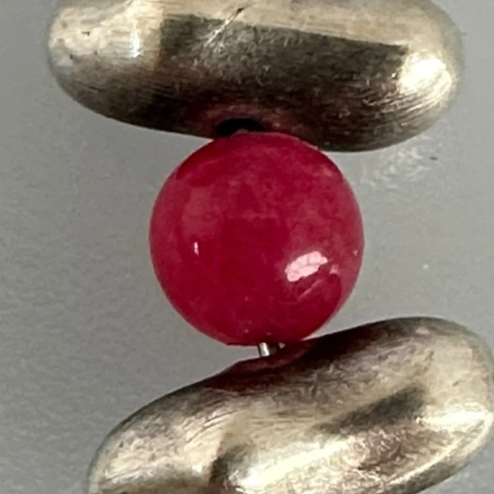 Silver and Pink Jade Bracelet​